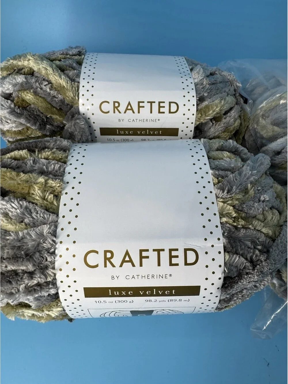 Crafted by Catherine Luxe Velvet Yarn Lot of 4 Khaki Multi #6 Super Bulky 98 Yds